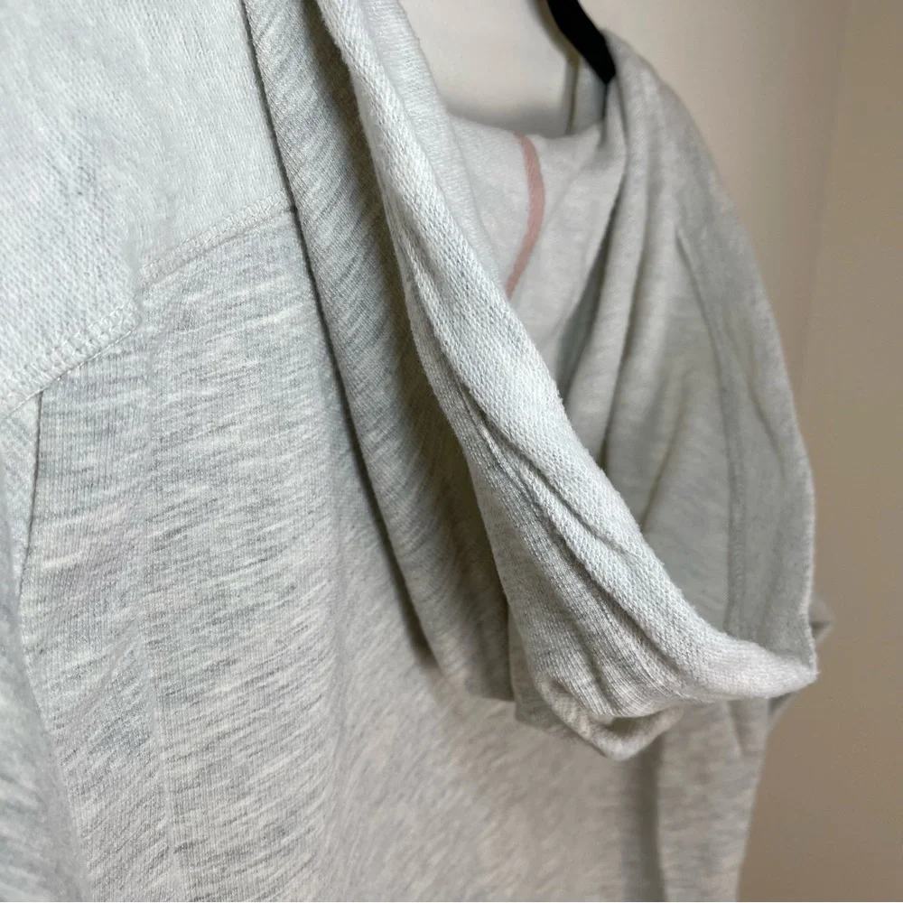 Dressbarn Sunday | Oatmeal V-Neck Hooded Sweatshirt With Floral Embroidery | XL - Picture 9 of 12